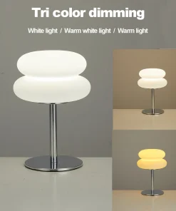 Bedroom Bedside Creamy Style USB Plug Tri Color Dimming Table Light