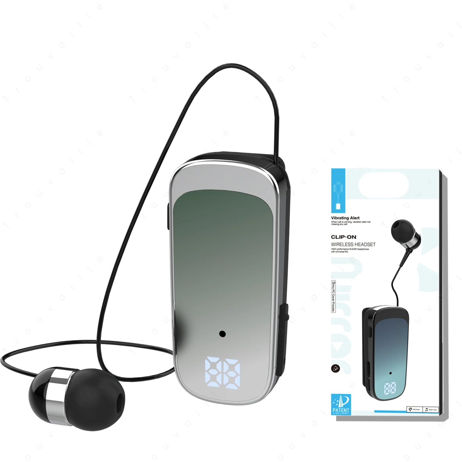 Fashion Bluetooth Business Retractable Lavalier Type Single Ear Hands Free Earphone