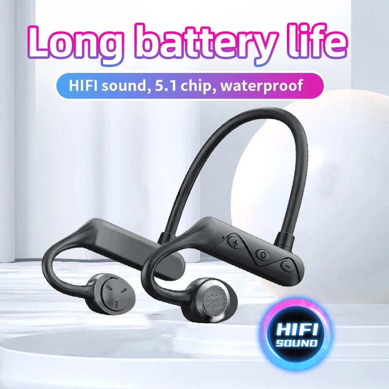 Bone Conduction Bluetooth-compatible Neckband Wireless Ear-Mounted Non-in-Ear waterproof Earbud - Image 2