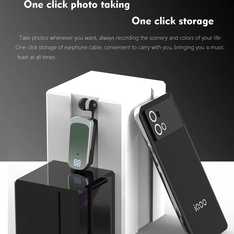 Fashion Bluetooth Business Retractable Lavalier Type Single Ear Hands Free Earphone - Image 2