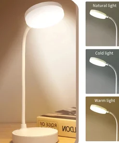 Portable LED Desk Lamp USB Plug in Table Light Support 3 Color Stepless Dimming Eye Protection Bedroom Bedside Lamp